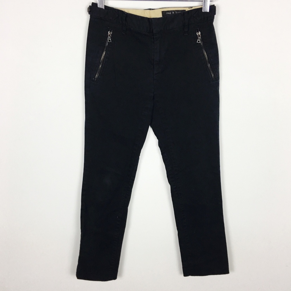 Rag & Bone | Cropped Black Pants with Zip Pockets